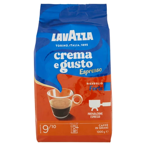 دانه قهوه لاوازا lavazza مدل کرما اِ گاستو اسپرسو فورته Crema e gusto espresso forte یک کیلویی